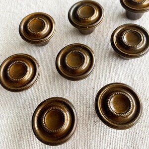 Vintage Stamped Brass Drawer Knob: Rope or Hobnail Motif, MCM Retro | Priced Per Piece