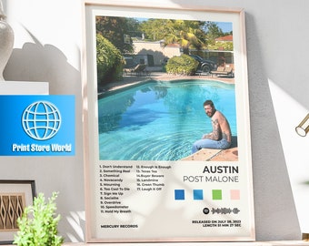 Post Malone Austin Album Poster Austin print post malone print music gift post malone fan poster pop music poster post malone gift digital