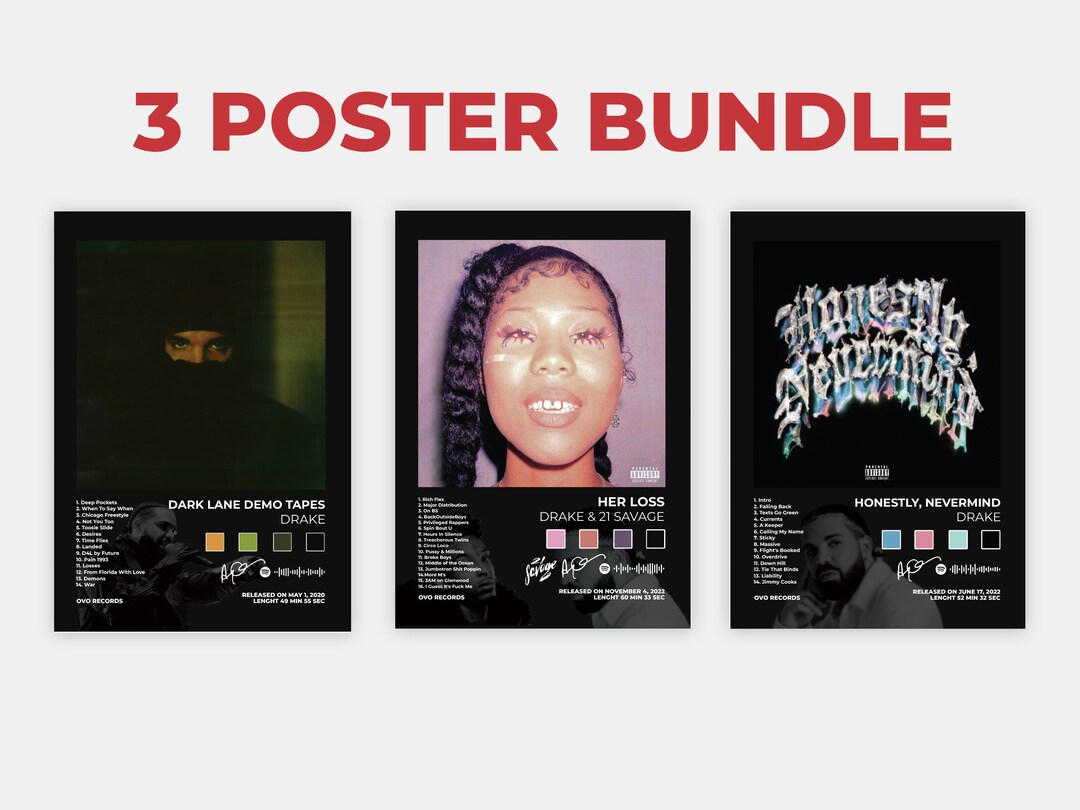 Drake Decpr Drake Poster Album Bundle Digital Poster Drake Wall Art Decor Her Loss ...