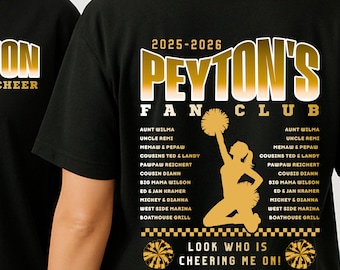 Cheer Fan Club Template for DIY Fundraiser Tees | Editable Canva PNG for Sponsor Shirts