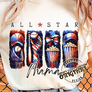 Kokette All Star Mama PNG|Baseballmama Brushstroke alle Sterne tropfen|GameDay DIY TeeShirt Grafik| Allstar Base-Ball DTF Clipart| AllStar