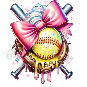 Pink Coquette Softball Drip PNG | Boujee Sports Design (Digital Download) image 1