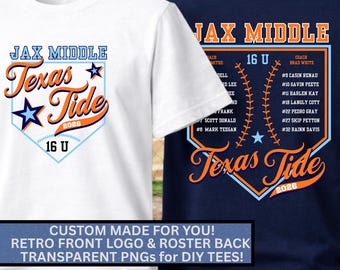 Custom Baseball Roster Shirt Design | Done For You Softball Layout | Vintage Spirit Wear