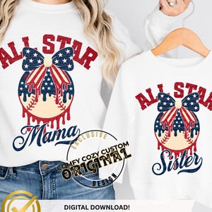 Coquette assortie All Star Mama Sister PNG BUNDLE|Baseballmama Bow|Teshirt DIY GameDay| Sublimation dtf de base-ball Allstar | Belle nana AllStars