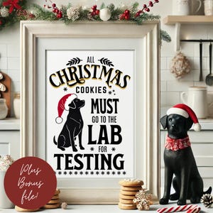 Urlaub Backen Weihnachtsplätzchen Black Lab Poster Zeichen|DTF Digital Download PNG BildDIY Party lädt ein|Geschenk für Labrador Retriever Mama oder Papa