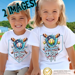 Pacchetto di base per baseball e softball Drippy Ball/File digitale PNG Respect the Drip/Mamma di entrambi con palla da baseball Drippy/Immagine DTF di sport softball