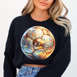 Disco Fußball PNG Sofortiger digitaler Download für kommerzielle Nutzung|Gold Sportball Bilddatei für DTF|Bling Balls Grafik für Print on Nachfrage