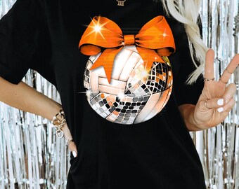 Disco Volleyball PNG | Orange Bow, Bling Mirrorball (Digital Download)
