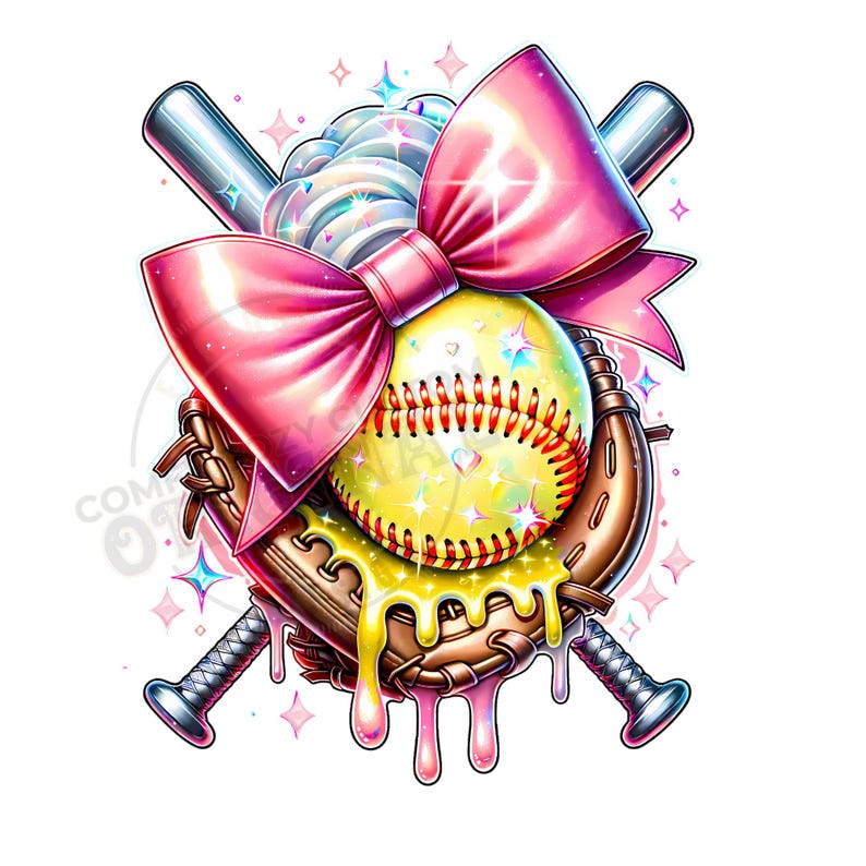 Pink Coquette Softball Drip PNG | Boujee Sports Design (Digital Download) image 1