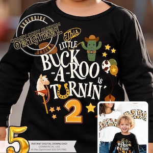 Little Buckaroo Geburtstagsparty Familien-T-Shirt PNG-Bundle|Cowboy-Geburtstag DTF Tshirt Grafikbild für DIY Teeshirts|western boy 2