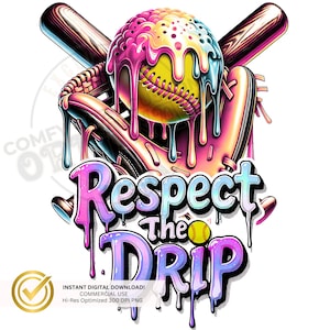 Esportes de softball pingando Sorvete pingando PNG|Rosa Roxo Azul-petróleo|time esportivo de softball|Mãe da bola macia|Morcegos de home plate|Bola pingando DTF