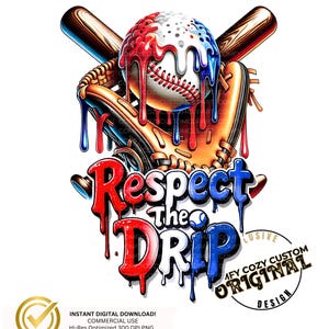 Rosso Bianco Blu Baseball Gocciolamento Baseball Gelato Gocciolamento PNG Gelato /USA Base Ball Gocciolante/4 luglio Sport Sublimazione DTF/Clipart patriottico
