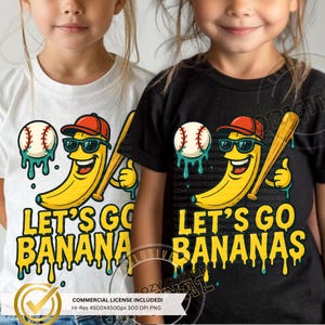 Lass uns gehen Bananen Baseball Drip PNG | Drippy Fledermaus|Süße Sport Mannschaft Maskottchen für DIY Teeshirts|Süße Baller Sublimation DTF Printable Shirt Bekleidung
