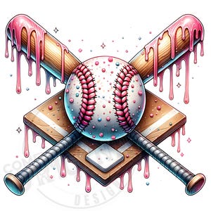 Baseball Eis Tropf Pink Lila Teal Blau PNG Digitale Datei|Drippy Base Ball Mom|Softball Sport Sublimation DTF Download|Home Plate Fledermäuse