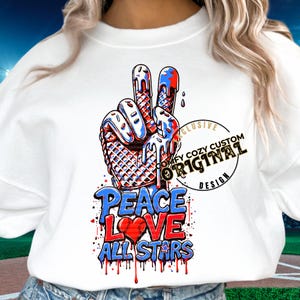 PEACE LOVE All Stars Blau Rot Tropfen|Handschuh png|All Star Mom|Baseballmama|GameDay diy TeeShirt|Allstar Base-Ball dtf| AllStars