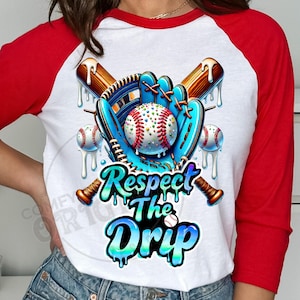 File digitale PNG con gelato da baseball, goccia a goccia, blu acquamarina e blu/Drippy Base Ball Mom/Softball Sports Sublimation DTF Download/Mazze da casa base/Maglie fai da te