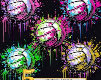 Volley-ball goutte à goutte PNG | Motifs néon de l'an 2000 | Graphismes rétro DIY pour chemise