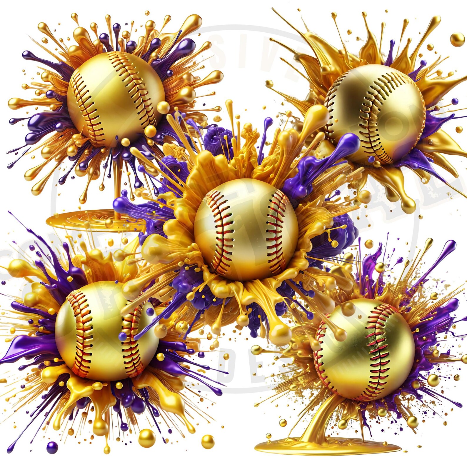 Gold Purple Softball Drip PNG Bundle | Sports Design (digital File) - Etsy