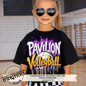 Mascote de vôlei Drip personalizado Y2K Drippy VOLLEYBALL | Bola de vôlei PNG | Camiseta com nome e logotipo esportivo personalizada DTF | Camisetas fofas DIY Set and Flow
