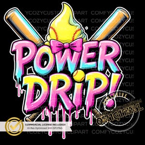 Rainbow Drip Softball Coquette IceCream Cone Drips/Pink baseball dripping PNG per magliette fai da te/Drippy Base Ball/Softball Sports DTF Designs