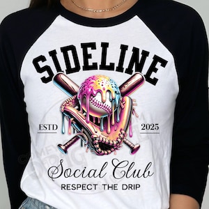 Baseball Baseball Sideline Social Club Eis Drip Pink Lila Teal Blau PNG Digital|Drippy Base Ball Mom|Softball Sport Sublimation