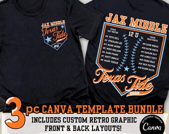 Editable Baseball Roster Template | Vintage Spirit Wear | Custom Team PNG