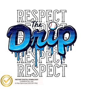 Blauer und weißer Baseball tropfender Eistropfen PNG digitale Datei|Drippy Base Ball Mom| Coole Sport Sublimation DTF Download |