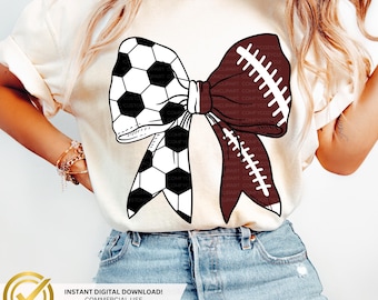 Coquette Soccer Football Split Bow PNG, Game Day Shirt Design (digitale download)