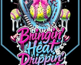 Neon Softball PNG | Coquette Sprinkle Drip Design | Drippin Sweet DTF graphic