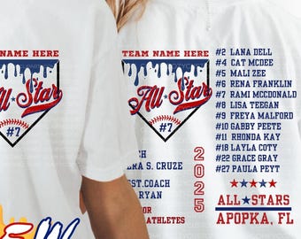 Editable Drippy Baseball Roster PNG | Custom All Stars Fan Club Template (Canva)