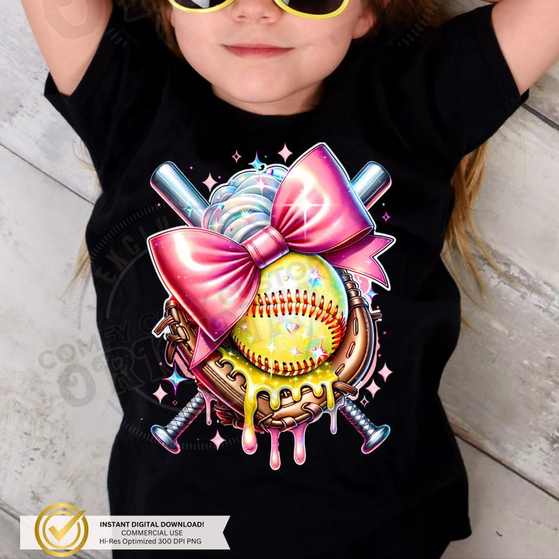 Pink Coquette Softball Drip PNG | Boujee Sports Design (Digital Download) image 3