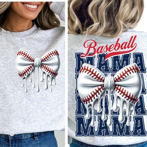 Baseball Eiscreme Tropf Shirt DTF| Coquette Bow MAMA png Game Day Base ball 2er SET|Niedliches Baseball Band|Spieltag vibes png,Baseball Mom