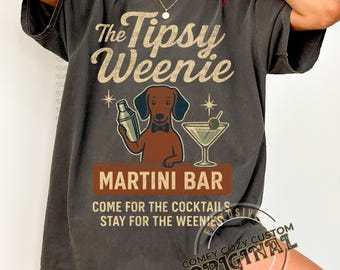 Funny Dachshund Martini T-Shirt | Retro Weenie Dog Lover Tee | Gift for Doxy Mama