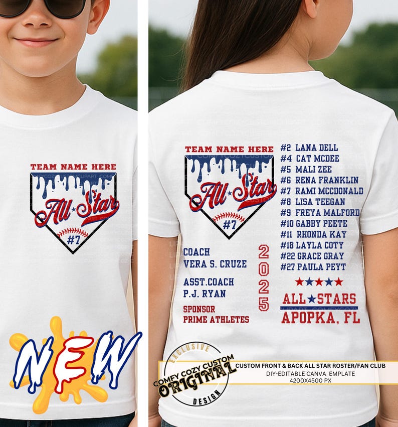 Editable Drippy Baseball Roster PNG | Custom All Stars Fan Club ...