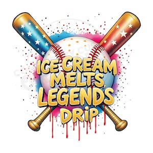 PNG di gelato da baseball patriottico per maglietta fai da te/File digitale di granella di gelato dtf/Mamma di palla da baseball gocciolante/HomePlate gocciola/LEGENDS DRIP