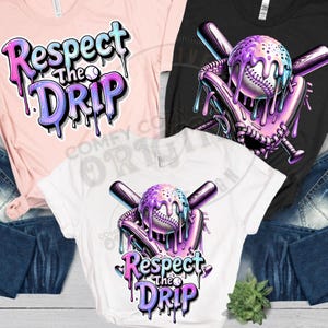 Pacchetto di tre file digitali PNG con gelato da baseball, rosa, viola, verde acqua e blu/mamma con palla da baseball gocciolante/download DTF di sublimazione per sport da softball