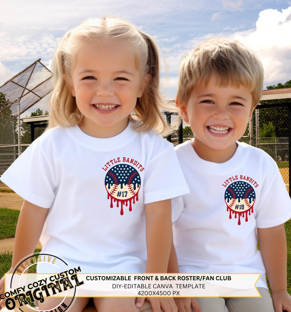 Cute Little Roster Little League Baseball Roster Template | Drippy Bats Design (canva ...