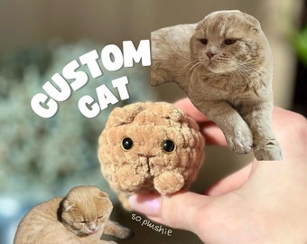 Custom mini Cat stuffed toy | Handmade crochet personalized pet from photo | Memory of pet, keychain, pet lover gift, custom animal plushie