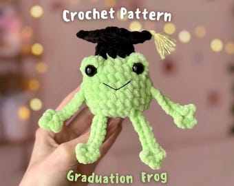 Crochet Graduation Frog Pattern – Plush Stuffed Toy (PDF Pattern)
