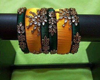 Silk thread bangles , Resham bangles , Silk bangles , Indian Bangles for women and girls