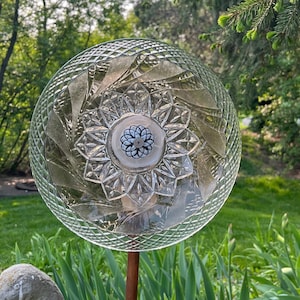 Glass Flower for Garden Stake - Smoke & Diamonds