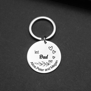 Best Dad Ever Keychain,Custom Dad&#39;s Keychain,Family Name Keyring,Personalized Keychain For Dad,Papa Gifts,Anniversary Gift,Fathers Day Gifts