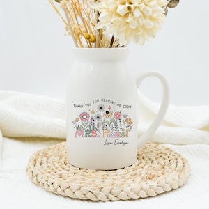Jarrón de flores personalizado para profesores, regalo de agradecimiento, regalo de regreso a clases