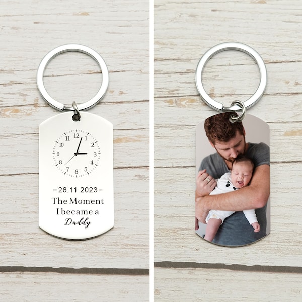 Custom Keychain for Dad,The Moment I Became a Daddy Keychain,Father’s Day keychain,Gift for New Dad,Custom Fathers Keychain,Fathers Day Gift