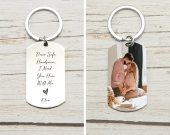 Custom Drive Safe Keychain,I Need You Here With Me,Personalise Photo Keyring,Gift For Boyfriend or Husband,Fathers Day,Anniversary Gifts