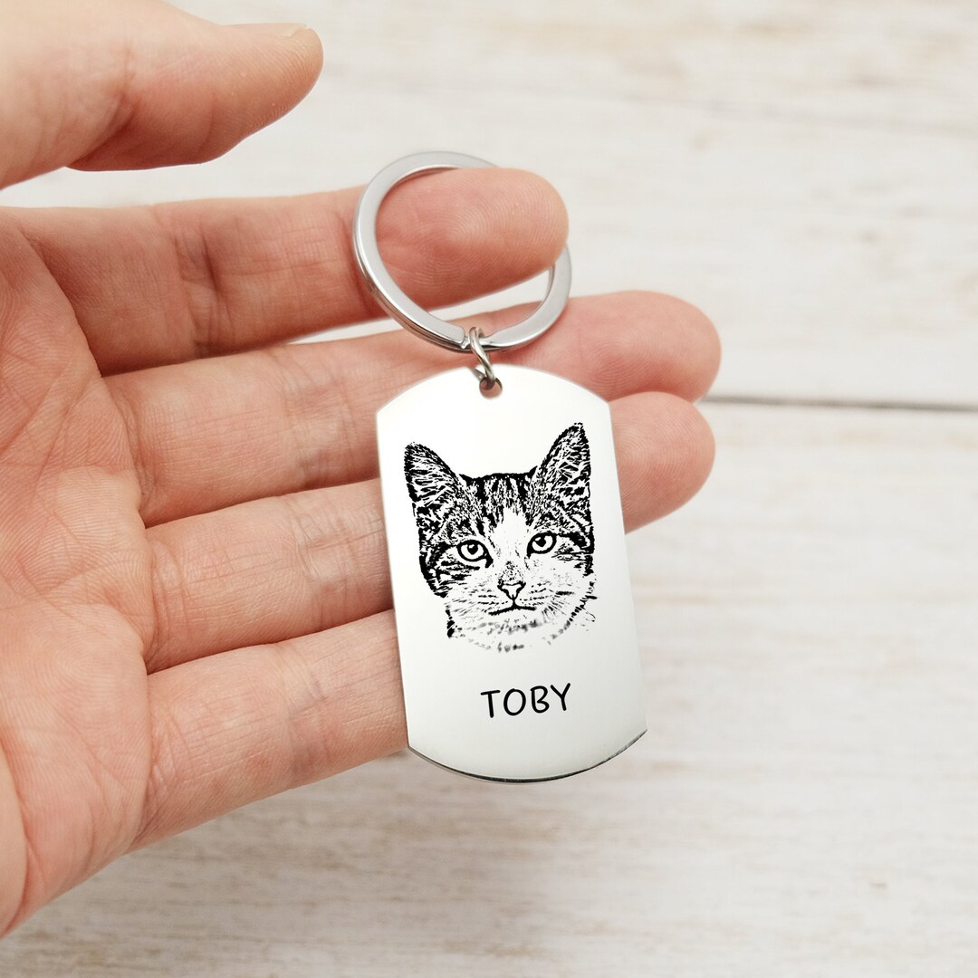 Personalized Pet Portrait Keychain,dog Portrait Keychain,dog Dad Gifts