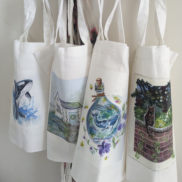 Art Designer Tote Bag, Canvas Bag for books or groceries, Art Purse, Reusable Bag, Artist Lover, Gifts for her