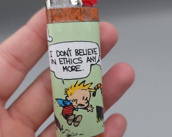 Handcut Collage Bic Classic Lighter, Calvin and Hobbes