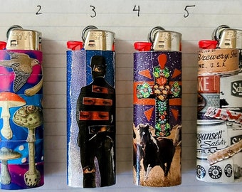 Handcut Collage Lighter, Original Art on Bic Lighter