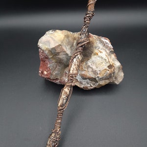 Petrified Wood Wand: Copper Wrapped Altar Tool, Ritual Magick